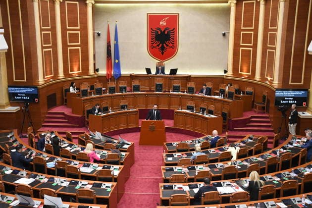 Albanian lawmakers discuss disputed tourism project in Vlora TIRANA, ALBANIA - JUNE 11: Albanian lawmakers attend a parliamentary session in Tirana, Albania, on June 11, 2026. The Albanian Parliament convened to discuss a controversial tourism project planned for the Zvernec area of the coastal city of Vlora. Environment Minister Sofjan Jaupaj answered questions submitted by opposition Democratic Party (PD) lawmakers regarding the project, which has sparked demonstrations across the country. Olsi Shehu Anadolu Tirana Albania. Editorial use only. Please get in touch for any other usage.  Copyright: x2026xAnadoluxOlsixShehux