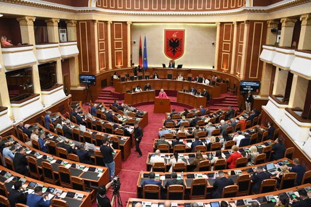 Albanian lawmakers discuss disputed tourism project in Vlora TIRANA, ALBANIA - JUNE 11: Albanian lawmakers attend a parliamentary session in Tirana, Albania, on June 11, 2026. The Albanian Parliament convened to discuss a controversial tourism project planned for the Zvernec area of the coastal city of Vlora. Environment Minister Sofjan Jaupaj answered questions submitted by opposition Democratic Party (PD) lawmakers regarding the project, which has sparked demonstrations across the country. Olsi Shehu Anadolu Tirana Albania. Editorial use only. Please get in touch for any other usage.  Copyright: x2026xAnadoluxOlsixShehux