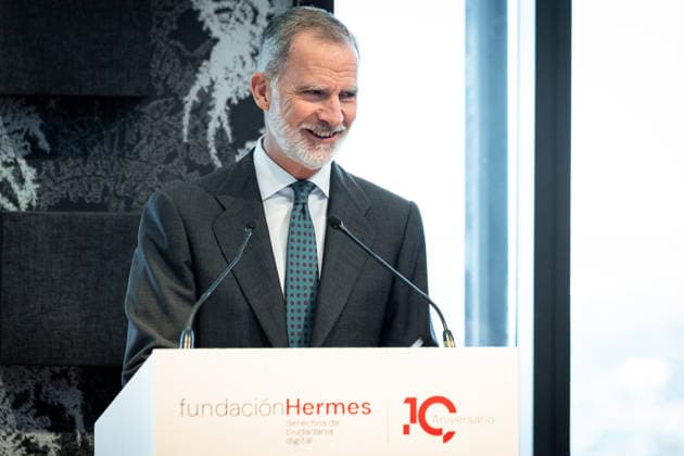 King Felipe VI presides over the commemoration of the 10th anniversary of the Hermes Foundation King Felipe VI during the celebration of the commemoration of the tenth anniversary of the Hermes Foundation, on June 11, 2026, in Madrid Spain This institutional gala event brings together prominent personalities from the business, academic and communication fields to review the history of this entity dedicated to the defense of intellectual property rights, the promotion of media literacy and the promotion of a democratic and secure digital ecosystem 11 JUNE 2026 Diego Radamé Madrid Madrid Madrid Spain  Copyright: xDiegoxRadamÃ sx 7588923