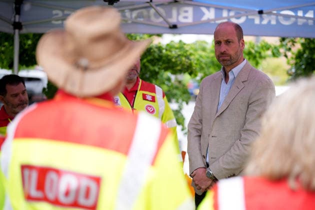Royal visit to Norfolk The Prince of Wales joins a delivery of vital medical supplies to local emergency responders Norfolk Blood Bikes new rapid response vehicle at Norfolk and Norwich University Hospital, to highlight emergency response services. Norfolk Blood Bikes operates 365 days a year, transporting blood, plasma, platelets, samples, vaccines, and any other urgently required medical items to hospitals in Norfolk, as well as blood to the East Anglian Air Ambulance, helping to extend its lifesaving capability. Picture date: Thursday June 11, 2026., Credit:Aaron Chown PA ROTA - B68 Avalon UK, Norfolk  Copyright: xAaronxChownx xPAxROTAx-xB68x xAvalonx 1109486128
