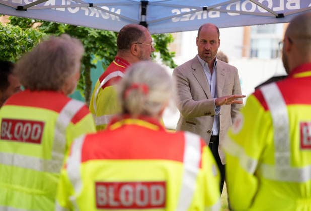 Royal visit to Norfolk The Prince of Wales joins a delivery of vital medical supplies to local emergency responders Norfolk Blood Bikes new rapid response vehicle at Norfolk and Norwich University Hospital, to highlight emergency response services. Norfolk Blood Bikes operates 365 days a year, transporting blood, plasma, platelets, samples, vaccines, and any other urgently required medical items to hospitals in Norfolk, as well as blood to the East Anglian Air Ambulance, helping to extend its lifesaving capability. Picture date: Thursday June 11, 2026., Credit:Aaron Chown PA ROTA - B68 Avalon UK, Norfolk  Copyright: xAaronxChownx xPAxROTAx-xB68x xAvalonx 1109486140