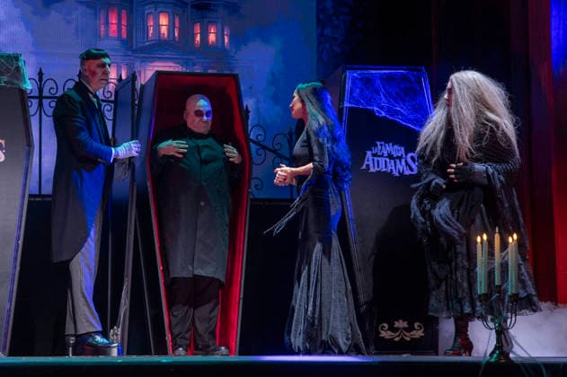 June 11, 2026, Madrid, Madrid, Spain: (L-R) JAVIER CANALES, OMAR CALICCHIO, NATALIA MILLAN AND AMPARO SAIZAR performs on stage during the theatre play of The Addams Family The Musical at the Calderon Theater on June 11, 2026 in Madrid, Spain. Madrid Spain  - ZUMAc312 20260611_zsp_c312_010 Copyright: xOscarxManuelxSanchezx