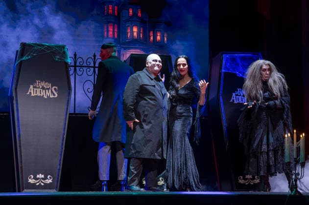 June 11, 2026, Madrid, Madrid, Spain: (L-R) JAVIER CANALES, OMAR CALICCHIO, NATALIA MILLAN AND AMPARO SAIZAR performs on stage during the theatre play of The Addams Family The Musical at the Calderon Theater on June 11, 2026 in Madrid, Spain. Madrid Spain  - ZUMAc312 20260611_zsp_c312_013 Copyright: xOscarxManuelxSanchezx