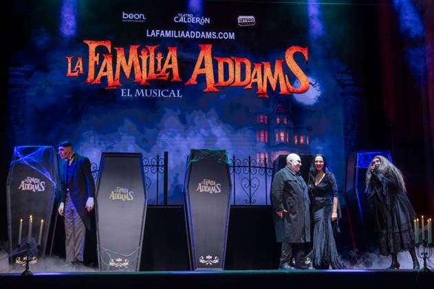 June 11, 2026, Madrid, Madrid, Spain: (L-R) JAVIER CANALES, OMAR CALICCHIO, NATALIA MILLAN AND AMPARO SAIZAR performs on stage during the theatre play of The Addams Family The Musical at the Calderon Theater on June 11, 2026 in Madrid, Spain. Madrid Spain  - ZUMAc312 20260611_zsp_c312_014 Copyright: xOscarxManuelxSanchezx