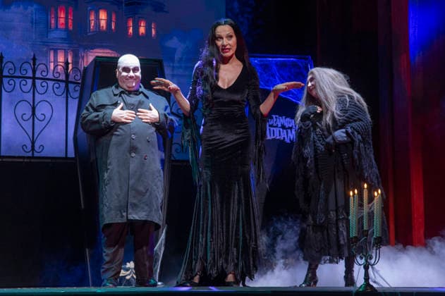 June 11, 2026, Madrid, Madrid, Spain: (L-R) OMAR CALICCHIO, NATALIA MILLAN AND AMPARO SAIZAR performs on stage during the theatre play of The Addams Family The Musical at the Calderon Theater on June 11, 2026 in Madrid, Spain. Madrid Spain  - ZUMAc312 20260611_zsp_c312_015 Copyright: xOscarxManuelxSanchezx