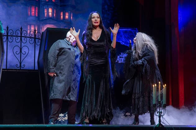 June 11, 2026, Madrid, Madrid, Spain: (L-R) OMAR CALICCHIO, NATALIA MILLAN AND AMPARO SAIZAR performs on stage during the theatre play of The Addams Family The Musical at the Calderon Theater on June 11, 2026 in Madrid, Spain. Madrid Spain  - ZUMAc312 20260611_zsp_c312_016 Copyright: xOscarxManuelxSanchezx