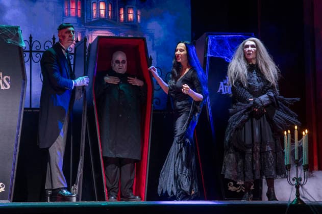 June 11, 2026, Madrid, Madrid, Spain: (L-R) JAVIER CANALES, OMAR CALICCHIO, NATALIA MILLAN AND AMPARO SAIZAR performs on stage during the theatre play of The Addams Family The Musical at the Calderon Theater on June 11, 2026 in Madrid, Spain. Madrid Spain  - ZUMAc312 20260611_zsp_c312_017 Copyright: xOscarxManuelxSanchezx