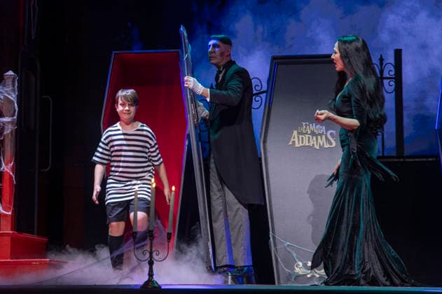 June 11, 2026, Madrid, Madrid, Spain: JAVIER BLAZQUEZ, JAVIER CANALES and NATALIA MILLAN performs on stage during the theatre play of The Addams Family The Musical at the Calderon Theater on June 11, 2026 in Madrid, Spain. Madrid Spain  - ZUMAc312 20260611_zsp_c312_024 Copyright: xOscarxManuelxSanchezx
