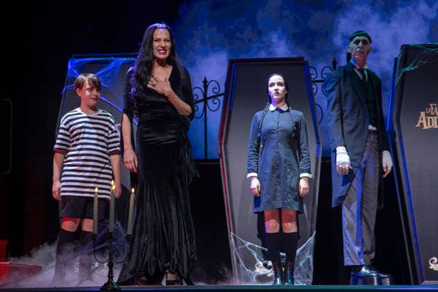 June 11, 2026, Madrid, Madrid, Spain: JAVIER BLAZQUEZ, NATALIA MILLAN, CRISTINA PICOS AND JAVIER CANALES performs on stage during the theatre play of The Addams Family The Musical at the Calderon Theater on June 11, 2026 in Madrid, Spain. Madrid Spain  - ZUMAc312 20260611_zsp_c312_030 Copyright: xOscarxManuelxSanchezx