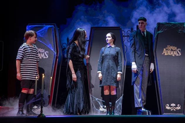June 11, 2026, Madrid, Madrid, Spain: JAVIER BLAZQUEZ, NATALIA MILLAN, CRISTINA PICOS AND JAVIER CANALES performs on stage during the theatre play of The Addams Family The Musical at the Calderon Theater on June 11, 2026 in Madrid, Spain. Madrid Spain  - ZUMAc312 20260611_zsp_c312_034 Copyright: xOscarxManuelxSanchezx