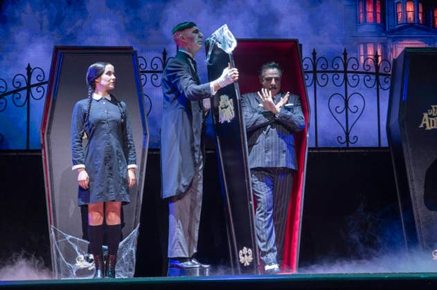 June 11, 2026, Madrid, Madrid, Spain: CRISTINA PICOS, JAVIER CANALES and JAVIER NAVARES performs on stage during the theatre play of The Addams Family The Musical at the Calderon Theater on June 11, 2026 in Madrid, Spain. Madrid Spain  - ZUMAc312 20260611_zsp_c312_036 Copyright: xOscarxManuelxSanchezx