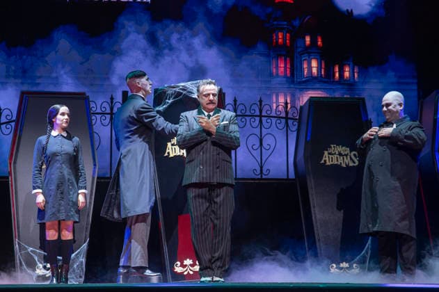 June 11, 2026, Madrid, Madrid, Spain: CRISTINA PICOS, JAVIER CANALES, JAVIER NAVARES and OMAR CALICCHIO performs on stage during the theatre play of The Addams Family The Musical at the Calderon Theater on June 11, 2026 in Madrid, Spain. Madrid Spain  - ZUMAc312 20260611_zsp_c312_037 Copyright: xOscarxManuelxSanchezx