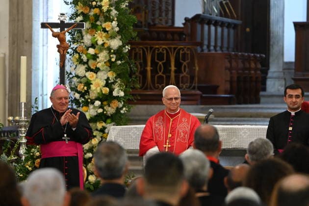 Meeting of Pope Leo XIV with the clergy and pastoral agents in Las Palmas de Gran Canaria Pope Leo XIV during the celebration of the diocesan meeting with the clergy, religious and pastoral agents, on June 11, 2026, in Las Palmas de Gran Canaria, Canary Islands Spain This ecclesial act, presided over by Pope Leo XIV in the historic Cathedral of Santa Ana, serves as a framework for the reading of a pontifical address of encouragement to the ecclesiastical community of the archipelago, reinforcing the social and welcoming work of the Church of the Canary Islands with the presence of representatives of all the parishes of the archipelago, will serve as a framework for the reading of a pontifical address of encouragement to the ecclesiastical  Copyright: xErosxSantanax xACFIx xEuropaxPrex 7589298