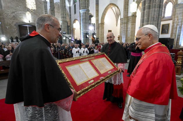 Pope Leo XIV Meets With Religious in Las Palmas de Gran Canaria Pope Leo XIV meets with bishops, priests, deacons, religious, seminarians, and pastoral workers in St. Anne s Cathedral in Las Palmas de Gran Canaria, Canary Islands on June 11, 2026 on the sixth day of his pastoral visit to Spain. Photo by (EV) Simone Risoluti Vatican Media ABACACAPRESS.COM Gran Canaria Spain  Copyright: xABACAx