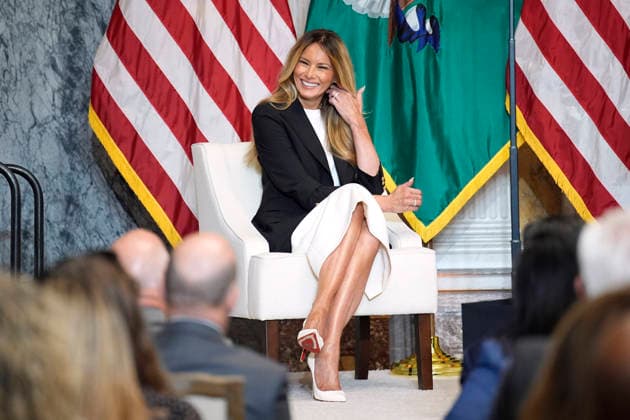 Melania Trump on Fostering the Future Accounts - Washington US First lady Melania Trump with Treasury Secretary Scott Bessent launches Fostering the Future Accounts during an event at the Treasure Department in Washington on June 11, 2026. Photo by Yuri Gripas ABACAPRESS.COM Washington DC United States  Copyright: xGripasxYuri ABACAx