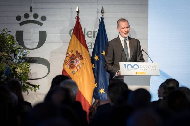 The King presides over the commemoration of the centenary of the Hydrographic Confederations King Felipe VI speaks during the commemoration of the centenary of the creation of the Hydrographic Confederations, at the Royal Collections Gallery, on June 11, 2026, in Madrid Spain This event pays tribute to the century of unified management of the Spanish river basins, a pioneering model of water administration and civil engineering fundamental for the agricultural and environmental development of the country 11 JUNE 2026 Diego Radamé Madrid Madrid Madrid Spain  Copyright: xDiegoxRadamÃ sx 7589443