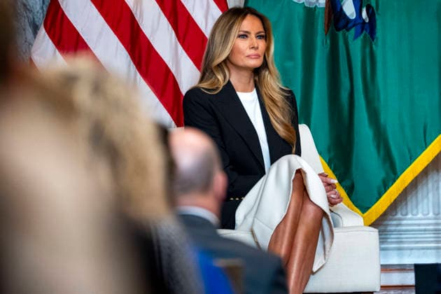 First Lady Melania Trump looks on during an event with Secretary of the Treasury Scott Bessent at the Treasury Department in Washington, DC on Thursday, June 11, 2026. The administration announced the launch of Fostering the Future Accounts as part of Trump Accounts and her Fostering the Future initiative.  WAP20260611333 BONNIExCASH
