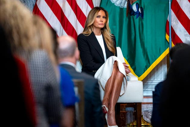 First Lady Melania Trump looks on during an event with Secretary of the Treasury Scott Bessent at the Treasury Department in Washington, DC on Thursday, June 11, 2026. The administration announced the launch of Fostering the Future Accounts as part of Trump Accounts and her Fostering the Future initiative.  WAP20260611334 BONNIExCASH
