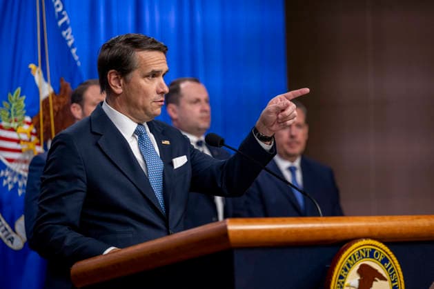 Acting Attorney General Todd Blanche speaks during a press conference at the Department of Justice in Washington, DC on Thursday, June 11, 2026. The leaders announced the government s effort to locate and safeguard unaccompanied alien children (UAC), or children under age 18 who lack both lawful immigration status in the United States, and a parent or legal guardian in the United States.  WAP202606111139 DANIELxHEUER