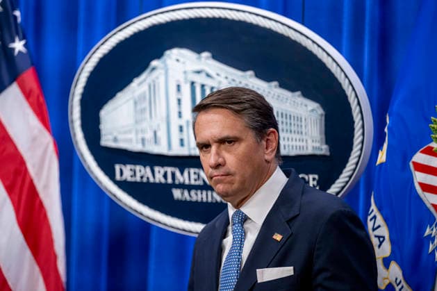 Acting Attorney General Todd Blanche during a press conference at the Department of Justice in Washington, DC on Thursday, June 11, 2026. The leaders announced the government s effort to locate and safeguard unaccompanied alien children (UAC), or children under age 18 who lack both lawful immigration status in the United States, and a parent or legal guardian in the United States.  WAP202606111144 DANIELxHEUER