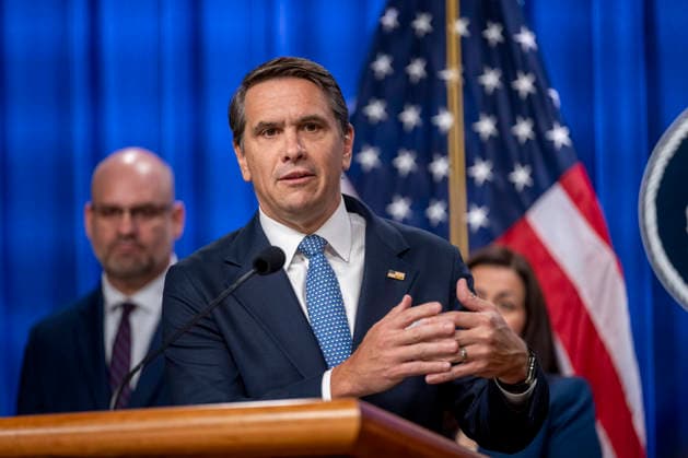 Acting Attorney General Todd Blanche speaks during a press conference at the Department of Justice in Washington, DC on Thursday, June 11, 2026. The leaders announced the government s effort to locate and safeguard unaccompanied alien children (UAC), or children under age 18 who lack both lawful immigration status in the United States, and a parent or legal guardian in the United States.  WAP202606111146 DANIELxHEUER
