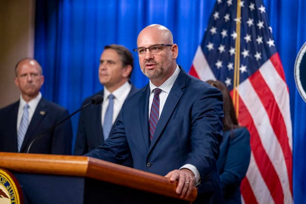 Assistant Attorney General for the Criminal Division at The Department of Justice A. Tysen Duva speaks during a press conference at the Department of Justice in Washington, DC on Thursday, June 11, 2026. The leaders announced the government s effort to locate and safeguard unaccompanied alien children (UAC), or children under age 18 who lack both lawful immigration status in the United States, and a parent or legal guardian in the United States.  WAP202606111157 DANIELxHEUER