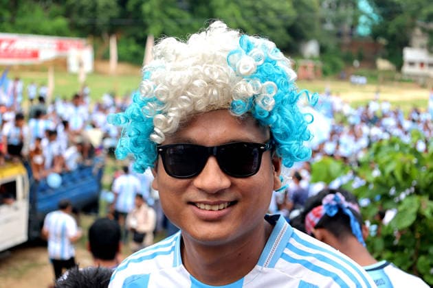 June 11, 2026, Rangamati, Rangamati Hill Tracts, Bangladesh: Welcoming the Greatest Show on Earth , the FIFA World Cup 2026, passionate fans and supporters of Argentina held a massive showdown and colorful rally in the scenic hill town of Rangamati. Hundreds of Albiceleste fans joined the celebration to express their deep love and excitement for their favorite team...............The grand rally kicked off from the Reserve Bazar area of Rangamati town. Wearing the iconic sky blue and white jerseys, ecstatic fans waved both the national flag of Bangladesh and the flag of Argentina, filling the air with music, dances, slogans, and joyous cheers...............A massive convoy comprising motorcycles, CNG-run autorickshaws, trucks, and mini-truc - ZUMAs308 20260611_zip_s308_007 Copyright: xMohammedxShajahanx