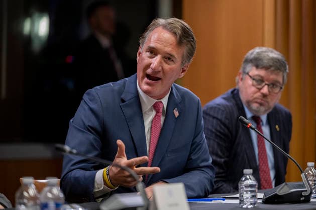 Former Governor Glenn Youngkin, R-VA, speaks during a roundtable on education at the Department of Justice in Washington, DC on Thursday, June 11, 2026.  WAP202606111182 DANIELxHEUER