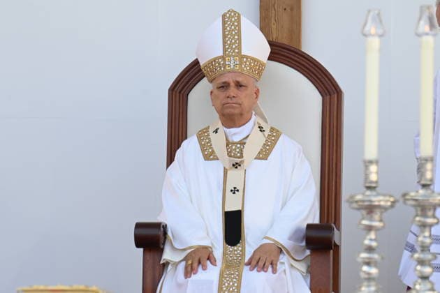 Pope Leo XIV presides the multitudinous Holy Mass in Las Palmas de Gran Canaria Pope Leo XIV during the celebration of the multitudinous Holy Mass, on June 11, 2026, in Las Palmas de Gran Canaria, Canary Islands Spain This Eucharist marks the first time that a pontiff officially visits the Canary Islands archipelago and brings together more than 46,000 accredited faithful at the Gran Canaria Stadium as the great central act of his apostolic journey 11 JUNE 2026 POPE CANARIAS MASS STADIUM Eros Santana Las Palmas de Gran Canari Cana Las Palmas de Gran Canari Cana Espana  Copyright: xErosxSantanax xACFIx 7589824
