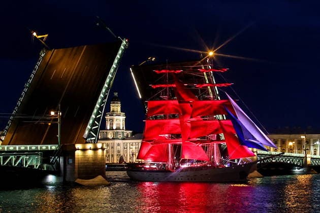 RUSSIA, ST PETERSBURG - JUNE 11, 2026: The Rossiya Russia brig sails on the Neva River during a rehearsal of the Scarlet Sails festival, an annual celebration for secondary school graduates. This year, the annual festival will be held on 27-28 June. Peter Kovalev TASS  93684115