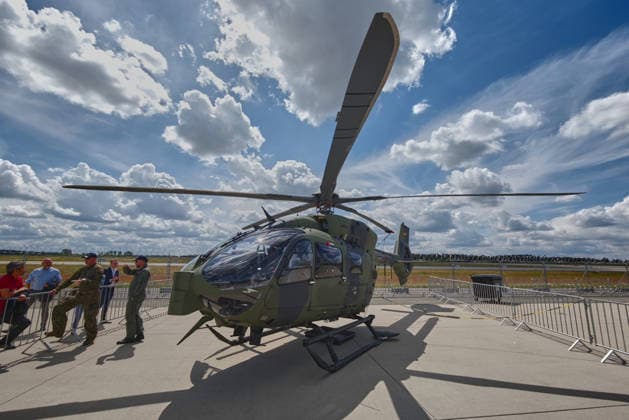 Airbus H145M Hubschrauber - ILA 2026 Internationale Luft- und Raumfahrtausstellung 2026 auf dem Flughafen Berlin Brandenburg (BER) Willy Brandt am 11.06.2026. ILA 2026 *** Airbus H145M helicopter ILA 2026 International Aerospace Exhibition 2026 at Berlin Brandenburg Airport BER Willy Brandt on 11 06 2026 ILA 2026