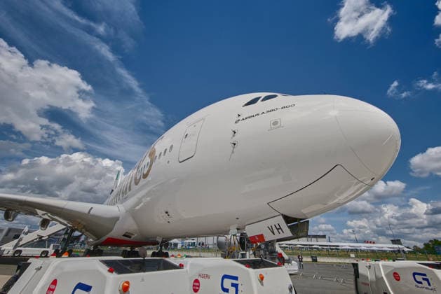 Airbus A380 - ILA 2026 Internationale Luft- und Raumfahrtausstellung 2026 auf dem Flughafen Berlin Brandenburg (BER) Willy Brandt am 11.06.2026. ILA 2026 *** Airbus A380 ILA 2026 International Aerospace Exhibition 2026 at Berlin Brandenburg Airport BER Willy Brandt on 11 06 2026 ILA 2026