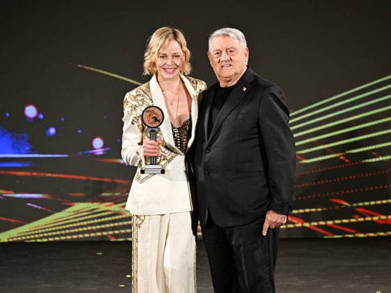 IPA85589133 - Taormina, 72nd Taormina Film Fest 2026 Night 2, Awards Ceremony Pictured: Abbie Cornish, Gerardo Sacco  Copyright: xMaurizioxD avanzox xDxAvanzo Mangiarottix 85589133