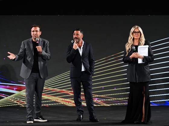 IPA85589188 - Taormina, 72nd Taormina Film Fest 2026 Night 2, Awards Ceremony. In the photo: Pio and Amedeo, Tiziana Rocca  Copyright: xManuelexMangiarottix xDxAvanzo Mangiarottix 85589188