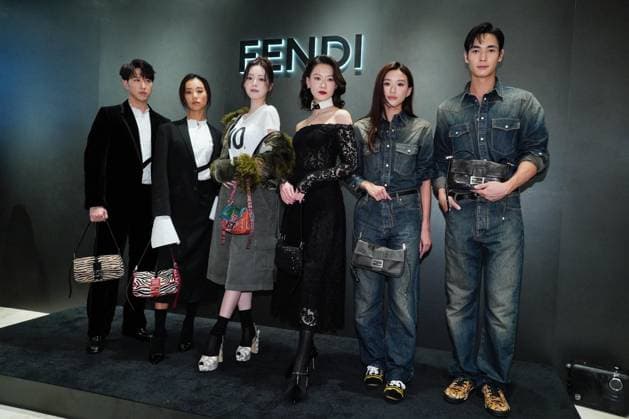 HONG KONG, CHINA - JUNE 11: (L-R) Singer Jay Fung, singer Jace Chan Hoi Wing, Shin Yu-na of South Korean girl group ITZY, actress Fish Liew Chi Yu, singer Carina Li and actor Yeung Angus Tin Yue attend Fendi Fall Winter 2026-27 preview event on June 11, 2026 in Hong Kong, China.  Copyright: xVCGx 111647572635
