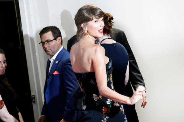 Singer-songwriter Taylor Swift exits the red carpet at the 2026 Songwriters Hall of Fame Induction and Awards Gala at the New York Marriott Marquis on Thursday, June 11, 2026 in New York City.  NYP202606112015 PETERxFOLEY