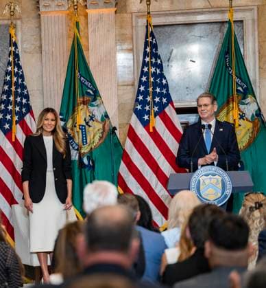 Melania Trump Launches ‘Fostering the Future Accounts’ United States Secretary of the Treasury Scott Bessent speaks as first lady Melania Trump hosts an event launching ‘Fostering the Future Accounts’ in the US Treasury Building in Washington, DC, USA, on Thursday, June 11, 2026. These accounts are technically Trump Accounts, authorized by the One Big Beautiful Bill, that at the urging of the first lady, authorized certain agencies to open accounts for children in foster care who do not have another legal guardian. Photo by Andrew Thomas CNP ABACAPRESS.COM Washington District of Columbia United States  Copyright: xCNP ABACAx
