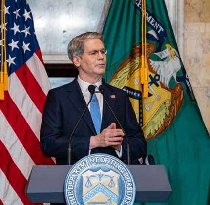 June 11, 2026, Washington, District Of Columbia, USA: United States Secretary of the Treasury Scott Bessent speaks as first lady Melania Trump hosts an event launching Ã¢â‚¬ËœFostering the Future AccountsÃ¢â‚¬â ¢ in the US Treasury Building in Washington, DC, USA, on Thursday, June 11, 2026. These accounts are technically Trump Accounts, authorized by the One Big Beautiful Bill, that at the urging of the first lady, authorized certain agencies to open accounts for children in foster care who do not have another legal guardian Washington USA - ZUMAs152 20260611_faa_s152_072 Copyright: xAndrewxThomasx