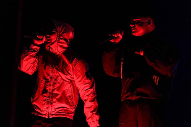 Kneecap at Primavera Sound Porto 2026 in Porto - 12 Jun 2026 MÛglaÌ Bap and Mo Chara of the Irish hip?hop group Kneecap perform together during the first day of Primavera Sound Porto 2026 at Parque da Cidade. Porto Portugal Copyright: xDiogoxBaptistax xSOPAxImagesx DB_KNEECAPS261DAY_0005