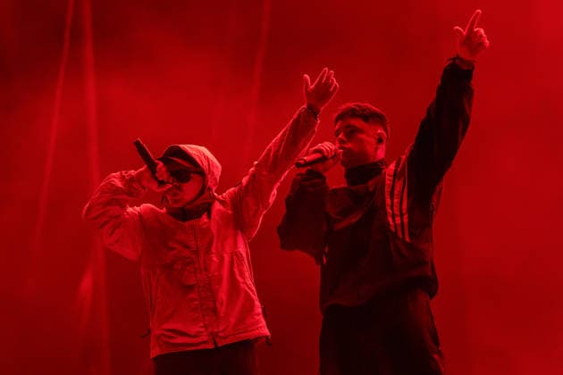 June 12, 2026, Porto, Portugal: MÃ›glaÃa Bap and Mo Chara of the Irish hip?hop group Kneecap perform together during the first day of Primavera Sound Porto 2026 at Parque da Cidade. Porto Portugal  - ZUMAs197 20260612_aaa_s197_017 Copyright: xDiogoxBaptistax