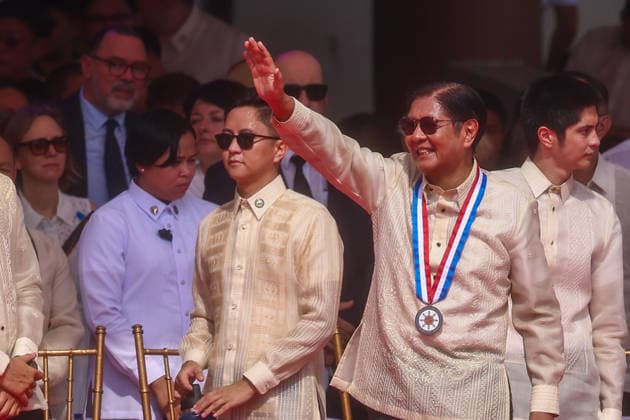 Philippines holds military parade to mark 128th Independence Day MANILA, PHILIPPINES - JUNE 12: Philippine President Ferdinand Bongbong Romualdez Marcos reacts, during a ceremony marking the 128th anniversary of Independence Day, in Manila, Philippines, on June 12, 2026. The military parade, which is consisted of the Air Force, Army and Navy and other forces, features different weapons and military assets, including the Israel-made The SPYDER Surface-to-air Missile Systems and Sabrah light tanks. It comes at a time of heightened tensions between Beijing and Manila in the South China Sea. Daniel Ceng Anadolu Manila Philippines. Editorial use only. Please get in touch for any other usage.  Copyright: x2026xAnadoluxDanielxCengx
