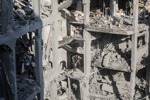 Israeli airstrike destroys buildings in Al-Maghazi Refugee Camp??????? GAZA CITY, GAZA, PALESTINE - JUNE 12: A view of the destruction following Israeli attacks on Al-Maghazi Refugee Camp after the Israeli army issued an evacuation warning on June 12, 2026 in Gaza City, Gaza, Palestine. Moiz Salhi Anadolu Gaza City Gaza. Editorial use only. Please get in touch for any other usage.  Copyright: x2026xAnadoluxMoizxSalhix