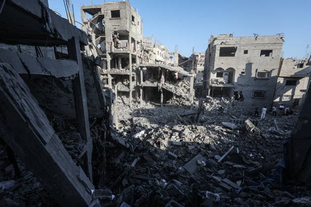 Israeli airstrike destroys buildings in Al-Maghazi Refugee Camp??????? GAZA CITY, GAZA, PALESTINE - JUNE 12: A view of the destruction following Israeli attacks on Al-Maghazi Refugee Camp after the Israeli army issued an evacuation warning on June 12, 2026 in Gaza City, Gaza, Palestine. Moiz Salhi Anadolu Gaza City Gaza. Editorial use only. Please get in touch for any other usage.  Copyright: x2026xAnadoluxMoizxSalhix