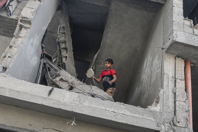 Israeli airstrike destroys buildings in Al-Maghazi Refugee Camp??????? GAZA CITY, GAZA, PALESTINE - JUNE 12: A view of the destruction following Israeli attacks on Al-Maghazi Refugee Camp after the Israeli army issued an evacuation warning on June 12, 2026 in Gaza City, Gaza, Palestine. Moiz Salhi Anadolu Gaza City Gaza. Editorial use only. Please get in touch for any other usage.  Copyright: x2026xAnadoluxMoizxSalhix