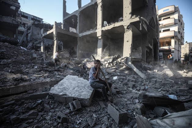 Israeli airstrike destroys buildings in Al-Maghazi Refugee Camp??????? GAZA CITY, GAZA, PALESTINE - JUNE 12: A view of the destruction following Israeli attacks on Al-Maghazi Refugee Camp after the Israeli army issued an evacuation warning on June 12, 2026 in Gaza City, Gaza, Palestine. Moiz Salhi Anadolu Gaza City Gaza. Editorial use only. Please get in touch for any other usage.  Copyright: x2026xAnadoluxMoizxSalhix