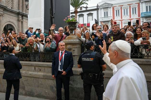 IPA85602738 - Spain, Vatican, June 12, 2026: Pope Leo XIV during the farewell ceremony at the Bishop’s Residence on the Canary Island of Gran Canaria. Photograph by VATICAN MEDIA Catholic Press Photo  Copyright: xVATICANxMEDIA CPPx xVATICANxMEDIA CPPx 85602738