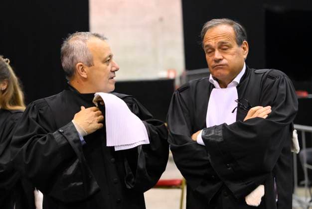 Verdict In Paolo and Antonino Falzone Trial MONS, BELGIUM - JUNE 12 : Frank Discepoli, lawyer of Paolo Falzone and Jean-Philippe Mayence, lawyer. Paolo and Antonino Falzone and Civil Parties pictured the day of the reading of the verdict on their alleged role in the Strépy-Bracquegnies tragedy of 2022, in which a car crashed into a carnival procession, killing seven people and injuring 81 others on June 12, 2026 in Mons, Belgium, 12 06 2026 Mons Belgium  Copyright: xPhilipxReynaersx