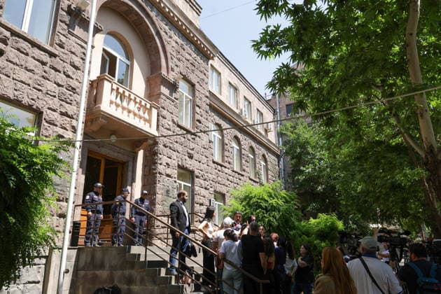 ARMENIA, YEREVAN - JUNE 12, 2026: Aram Vardevanyan, Strong Armenia member, appears before the media as his opposition party a files a request to the Central Election Commission to annul the results of the June 7 election to the National Assembly. Alexander Patrin TASS  93695689