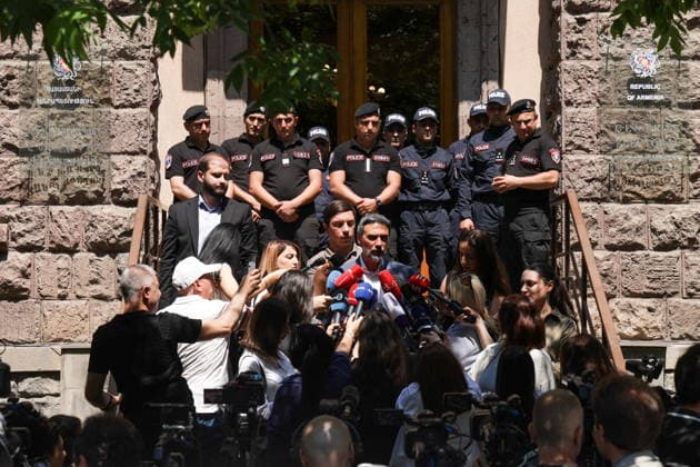 ARMENIA, YEREVAN - JUNE 12, 2026: Aram Vardevanyan, Strong Armenia member, appears before the media as his opposition party a files a request to the Central Election Commission to annul the results of the June 7 election to the National Assembly. Alexander Patrin TASS  93695691