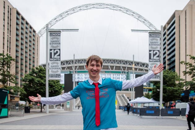First arriving Harry Styles Fans, Wembley Park, UK Wembley Park, London, UK. 12th June 2026. Kristiyan, a Harry Styles fan arrived bright and early to Wembley Park, from his home in Bulgaria, for the first of an historic run of 12 shows at London s Wembley Stadium., Credit:Photo by Amanda Rose Amanda Rose Avalon United Kingdom, Middlesex, Wembley Park  Copyright: xPhotoxbyxAmandaxRosex xAmandaxRosex xAvalonx 1109652236
